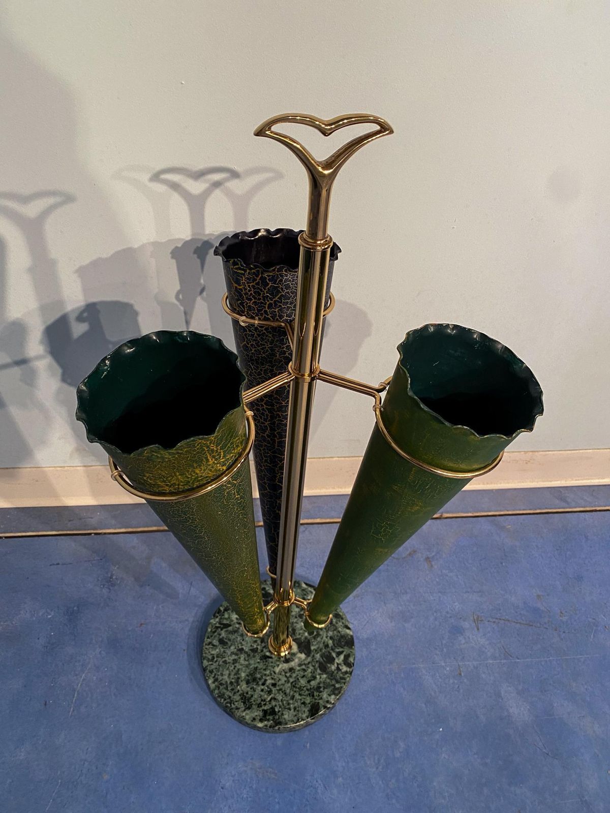 1416.0 Italian Mid Century Green Color Umbrella Stands "Cracked Effect", 1950s photo
