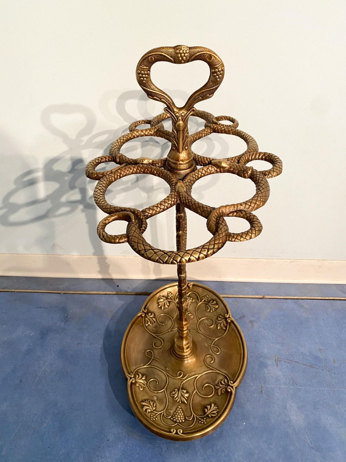 1300.0 Italian Art Nouveau Liberty Brass Umbrella Stand, 1930s photo