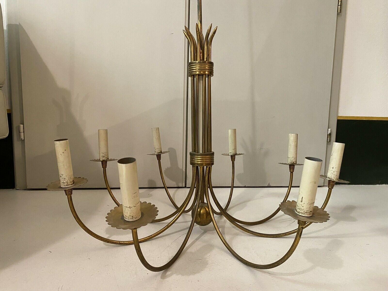 photo vintage Italian Mid Century Chandelier Attributed To Guglielmo Ulrich, 1945s
