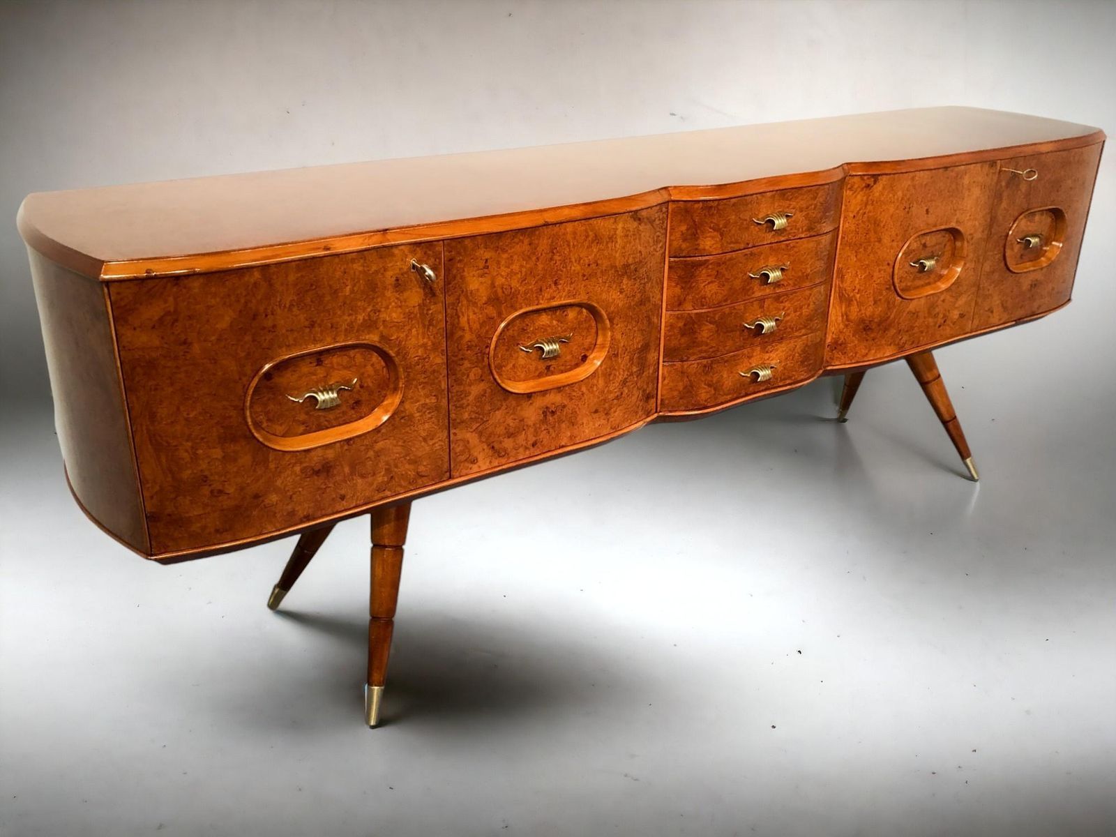 Italian Mid Century Sideboard Honey Color In Birch Wood, 1950s photo 5574.0