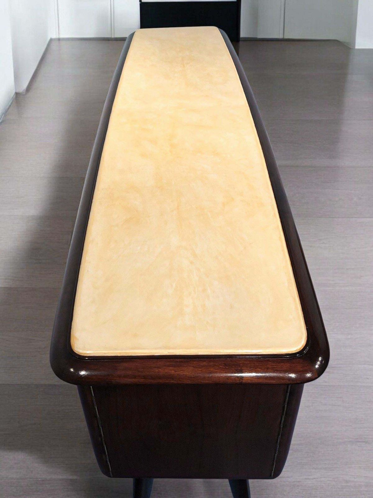 Italian Mid Century Center Parchment Bar Sideboard Attributed To Ulrich , 1950s photo Furniture