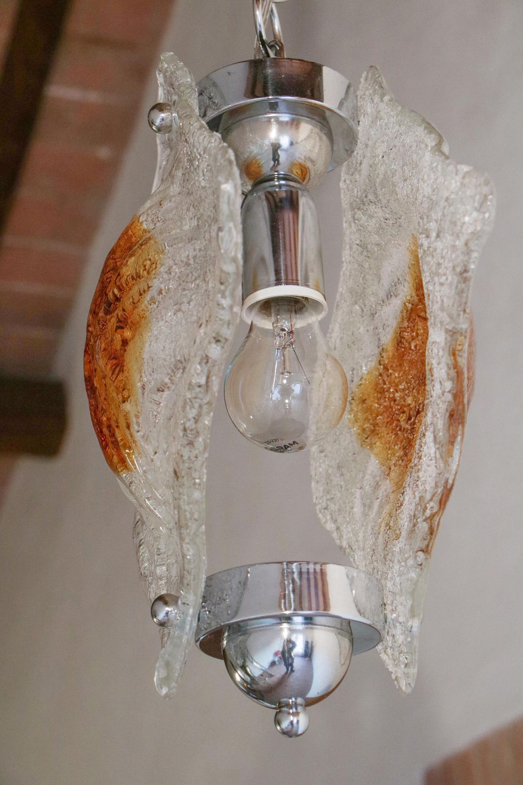 Italian Mid Century Murano Glass Pendant Lamp Per Mazzega, 1970s photo buy