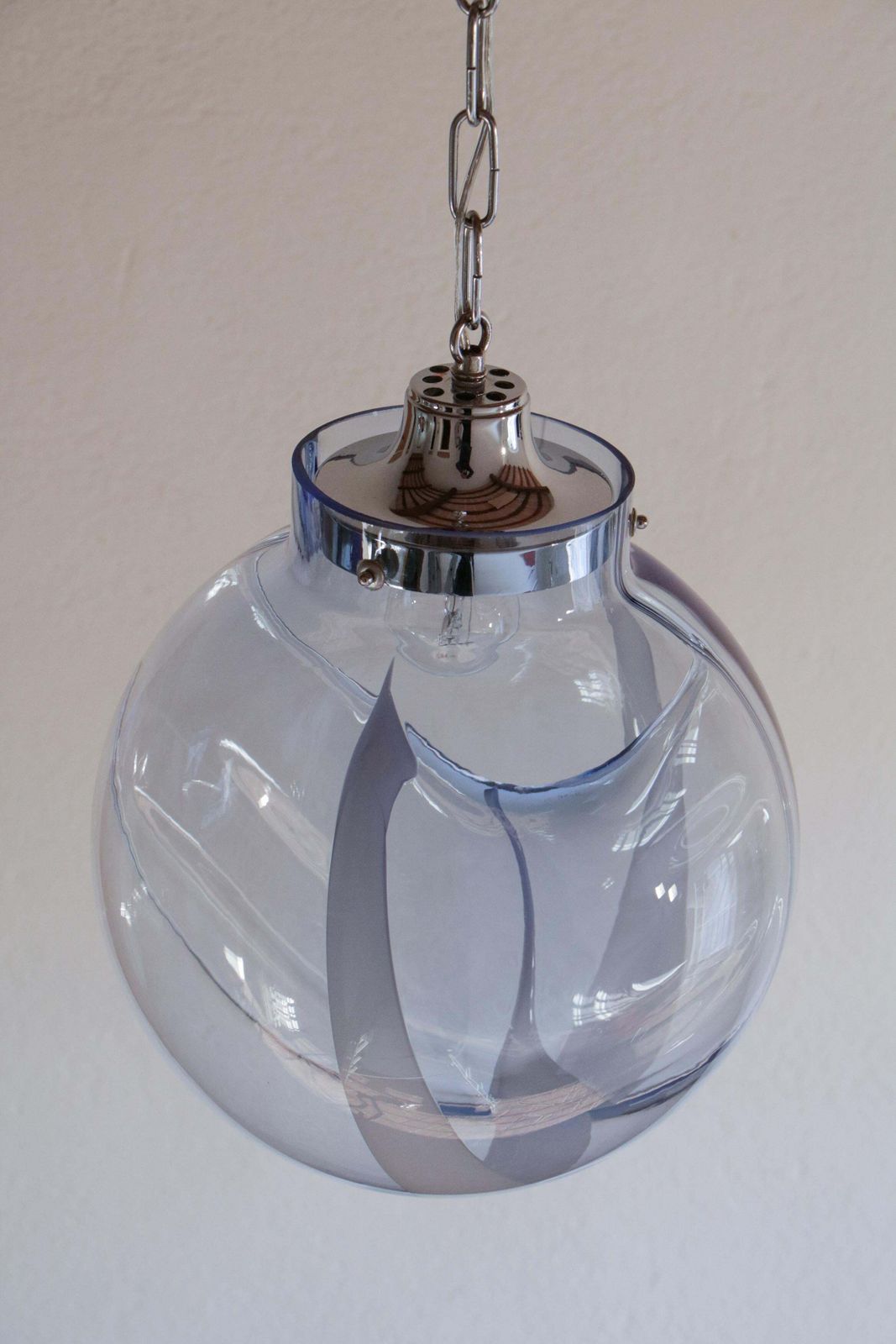 Italian Mid Century Murano Ball Glass Pendant Lamp By Toni Zuccheri, 1960s photo vintage