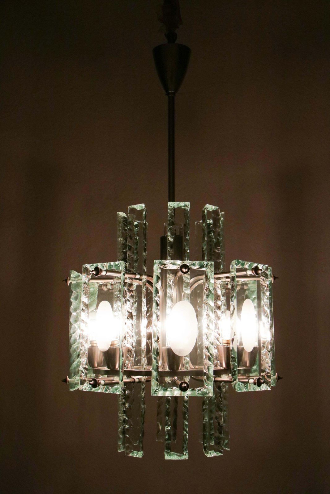Italian Mid Century  Chandelier Attributed To Fontana Arte  , 1950s photo 5000.0