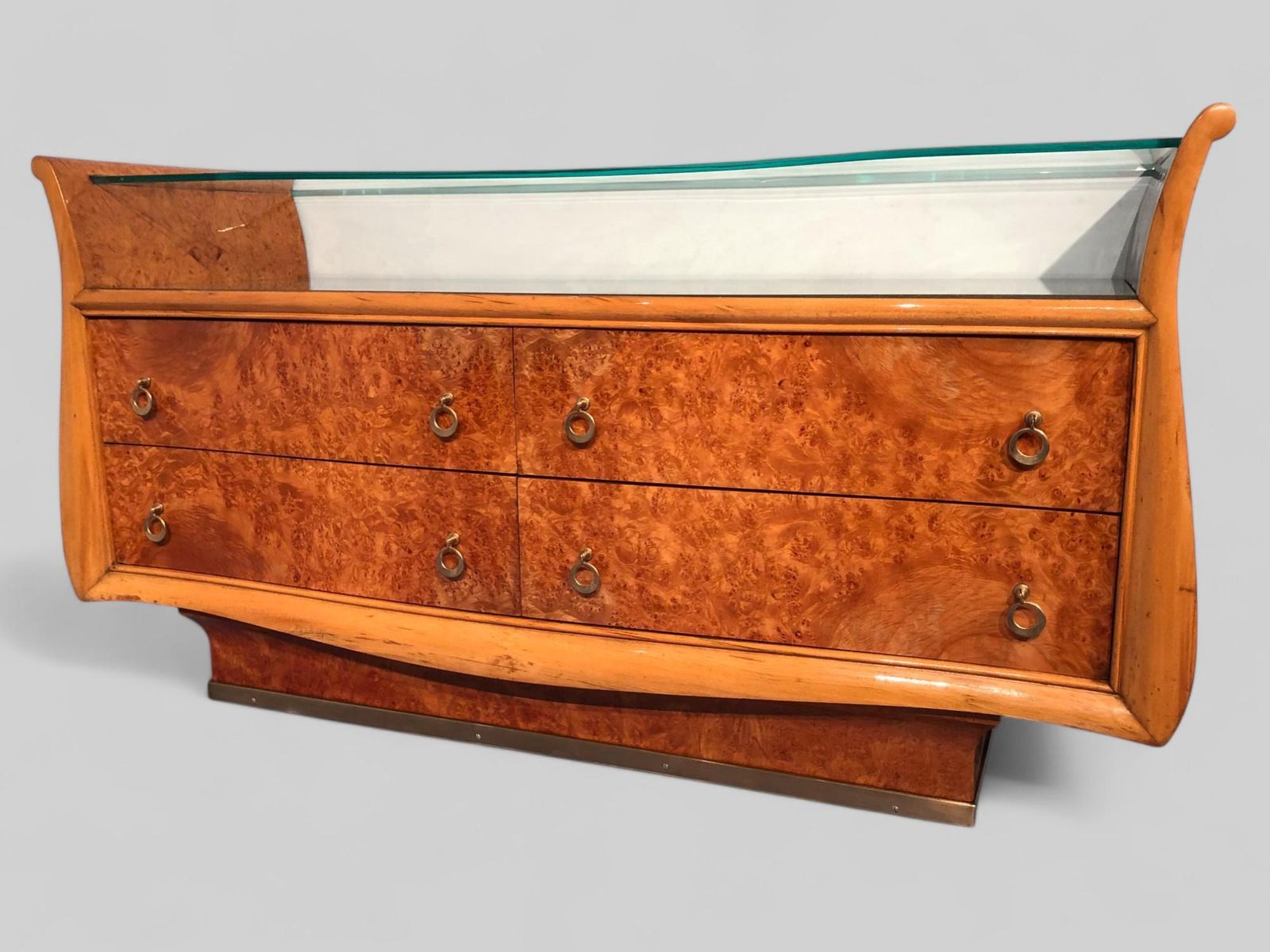 Italian Mid Century Modern Chest Of Drawers In Birch Briar Root, 1950s photo vinterior