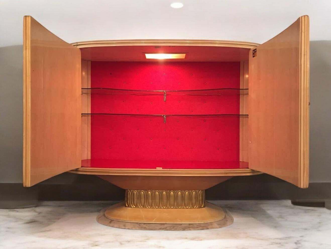 photo furniture Art Deco Lacquered Wood Parchment Bar Cabinet, Galleria Mobili Cantù Italy, 1950