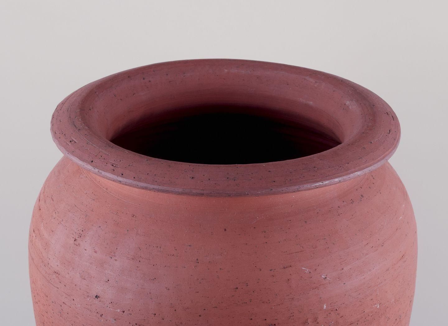 Kähler, Large Floor Vase In Unglazed Red Clay. Mid 20th C. photo for sale