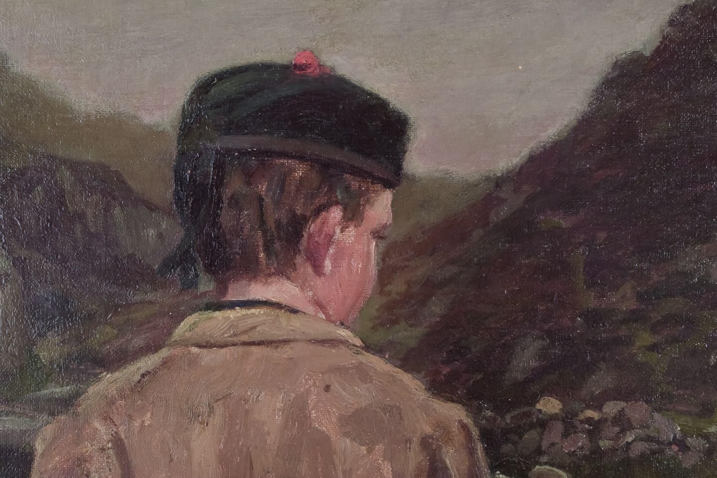 John Yeend King, Well Listed British Painter. Oil On Canvas. Two Boys Fishing. photo Art