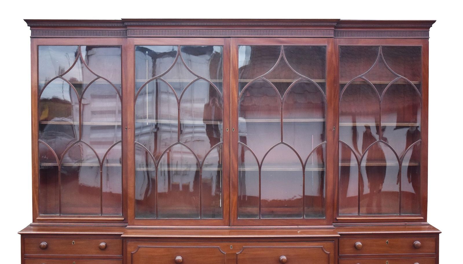 English George III Mahogany Secretaire Breakfront Bookcase photo furniture