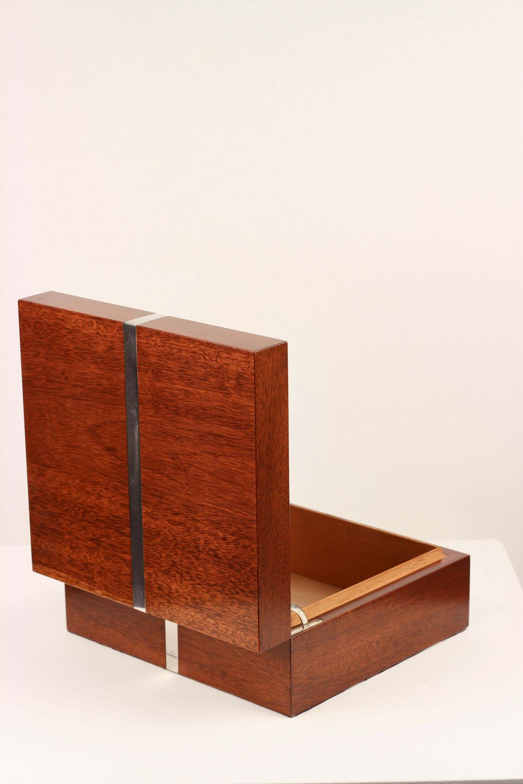 Asprey London Silver Banded Rosewood Humidor With Key And Hygrometer 2005 photo Home Decor