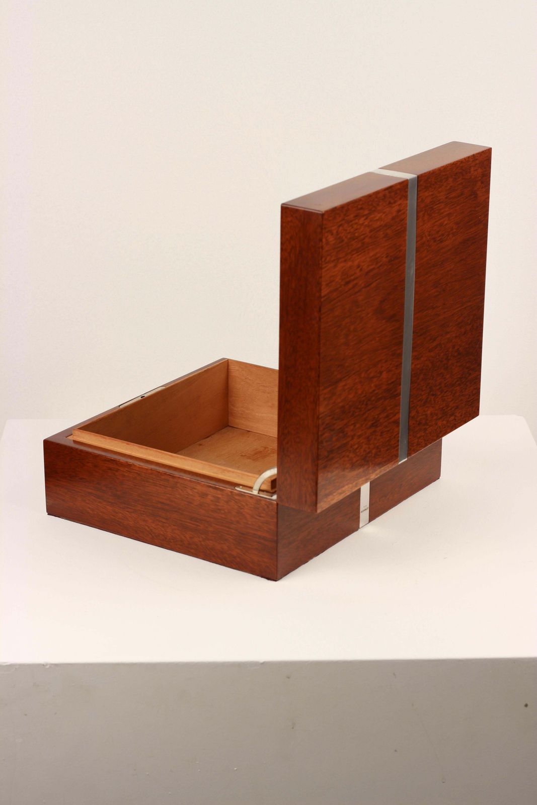 Asprey London Silver Banded Rosewood Humidor With Key And Hygrometer 2005 photo buy