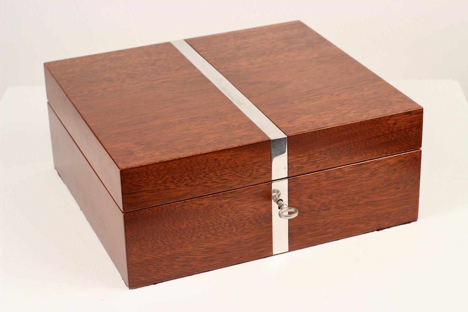 photo buy Asprey London Silver Banded Rosewood Humidor With Key And Hygrometer 2005