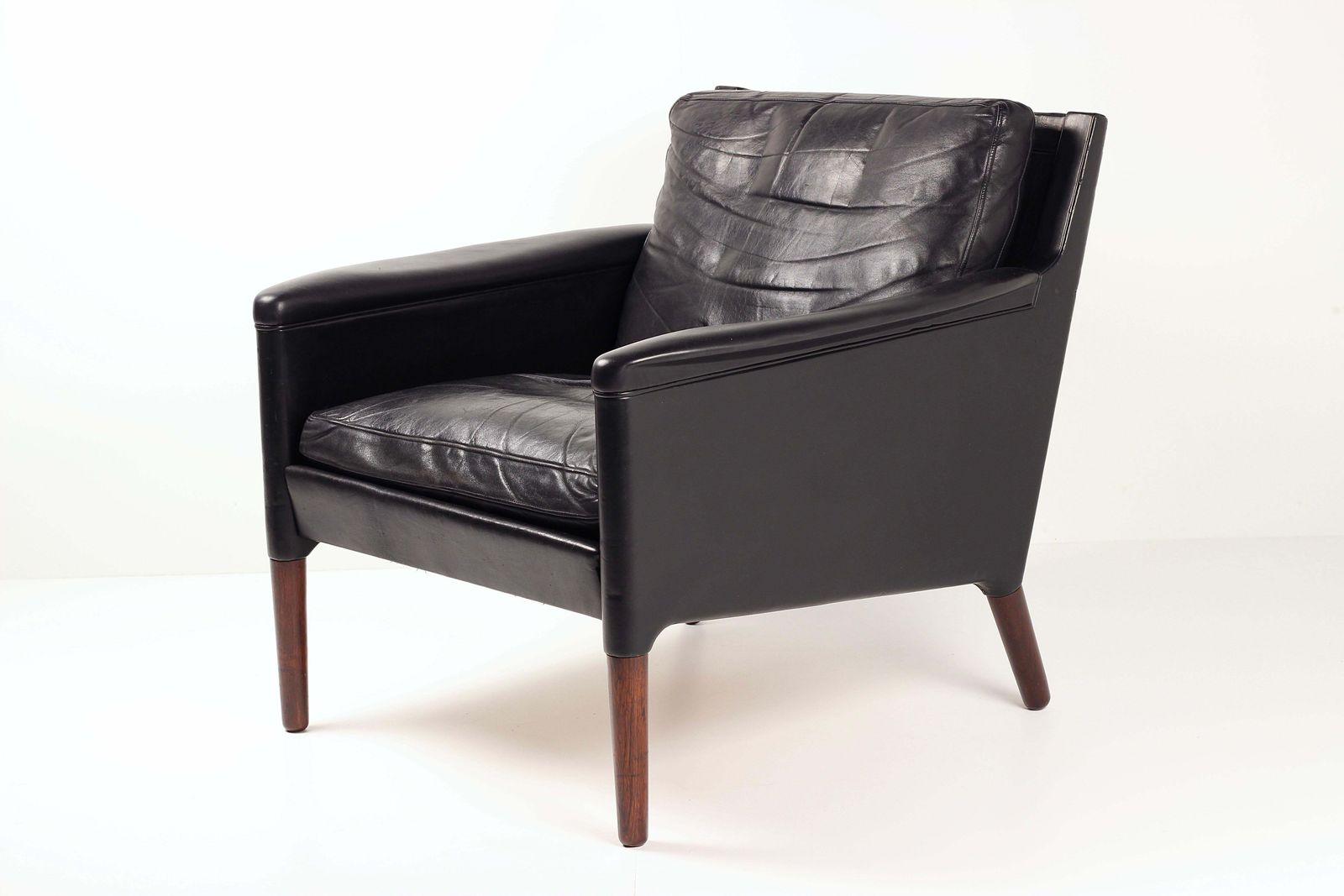 Kurt østervig Model 55 Black Leather Lounge Chair  Danish Mid Century Design photo furniture