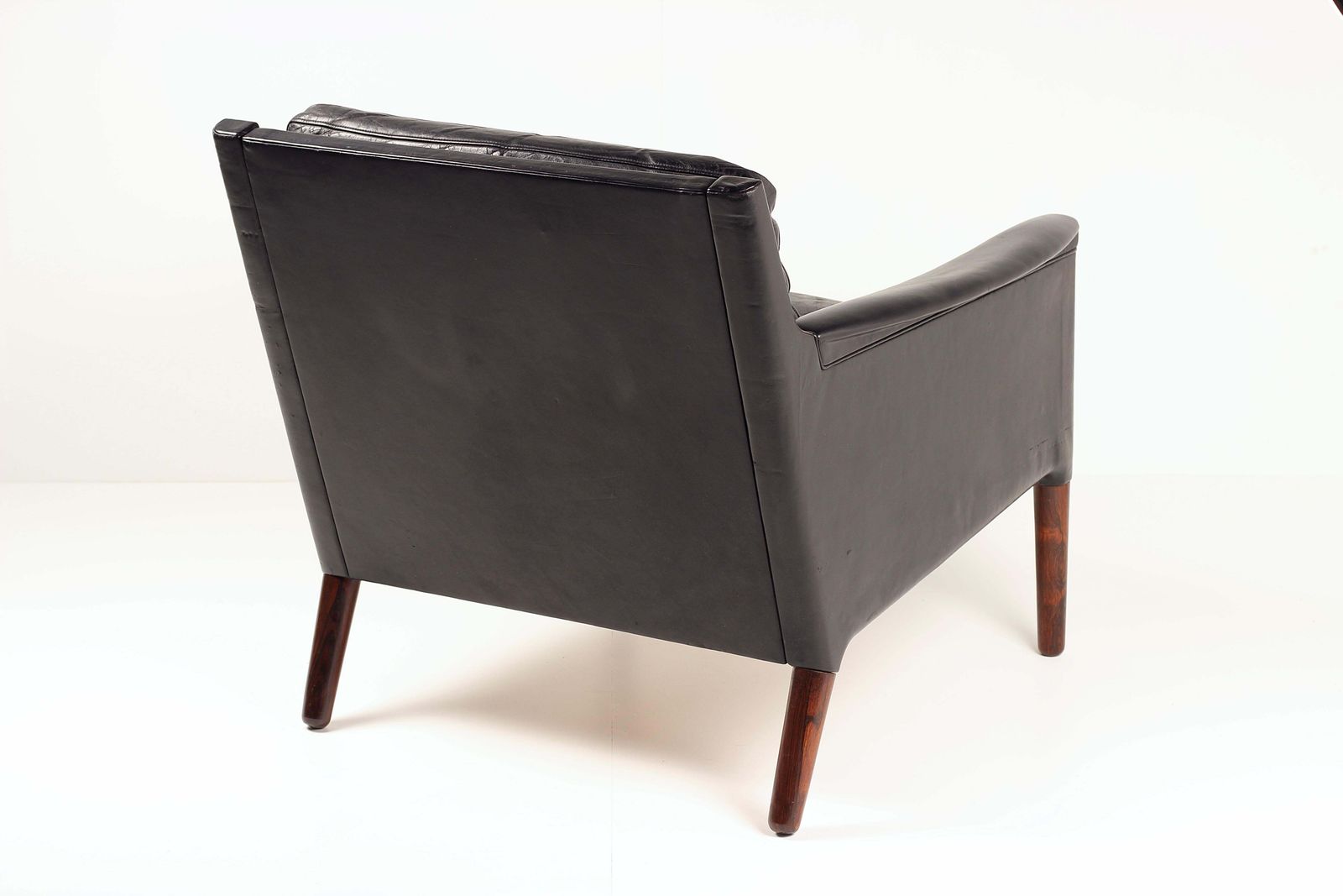 Kurt østervig Model 55 Black Leather Lounge Chair  Danish Mid Century Design photo vintage