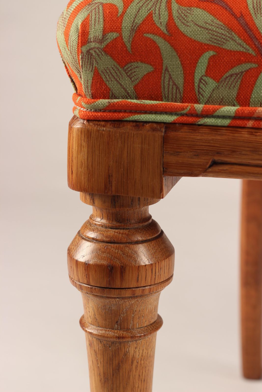 photo buy Pair Of Arts & Crafts Oak Back Pierced Hall Chairs With Fabric By Morris & Co