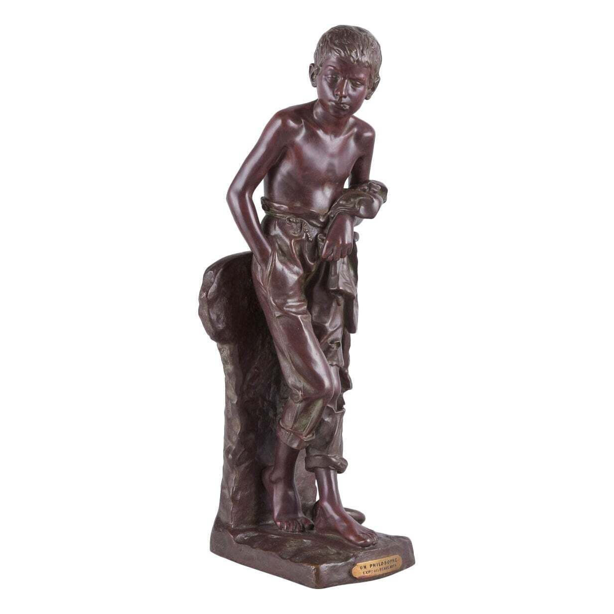 Joaquim Anglés Cané, Spanish Sculptor. 'Un Philosophe'. Large Bronze Sculpture