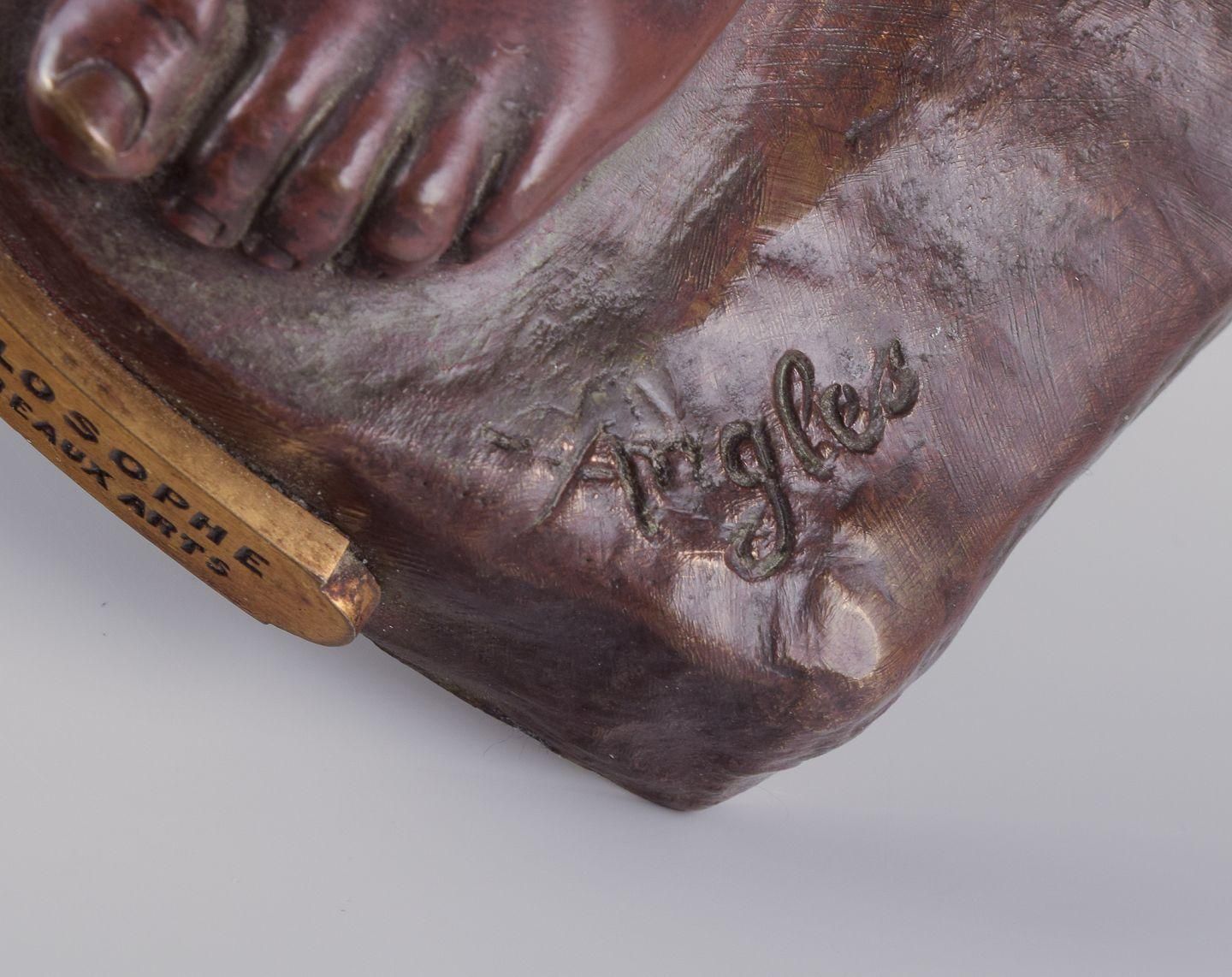 Joaquim Anglés Cané, Spanish Sculptor. 'Un Philosophe'. Large Bronze Sculpture photo vintage