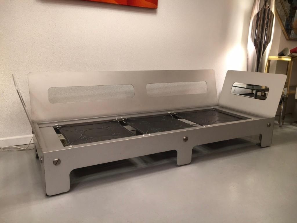 photo for sale Sigurd Ressell Vintage Leather And Anodised Aluminum Sofa For Vatne Mobler 1968