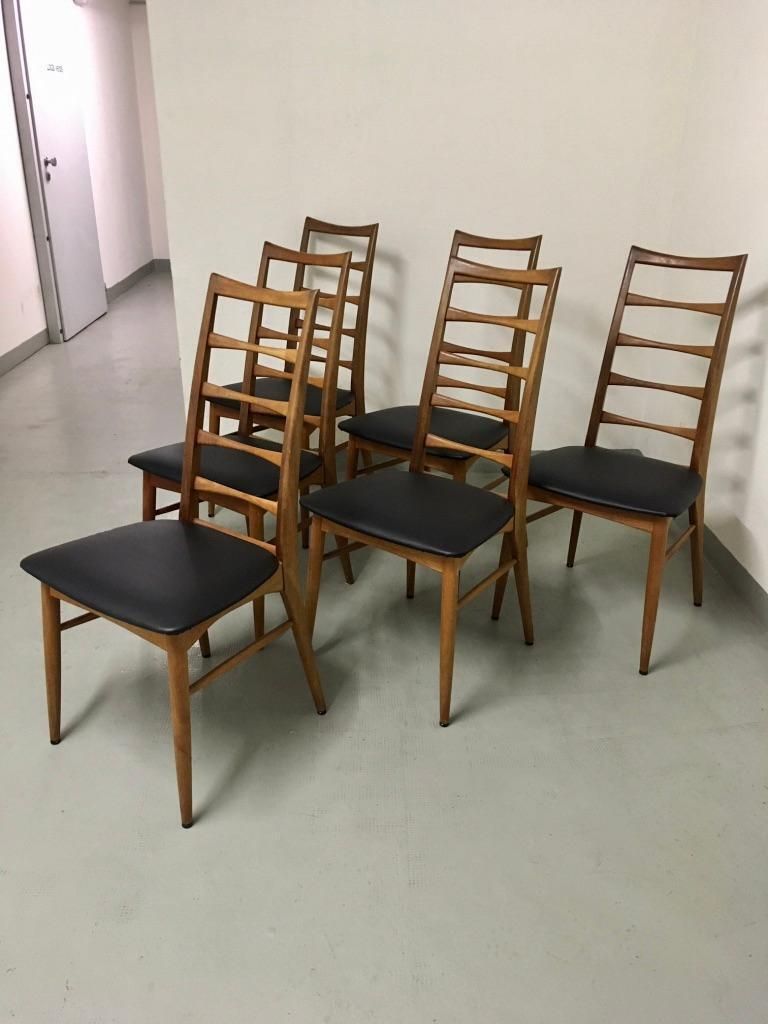 Set Of Six Teak Ladder Dining Chair By Niels Koefoed, Denmark, Circa 1960 photo for sale