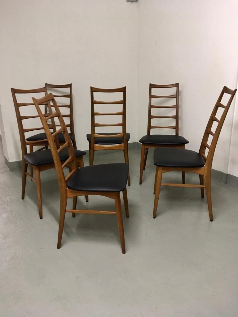 photo for sale Set Of Six Teak Ladder Dining Chair By Niels Koefoed, Denmark, Circa 1960