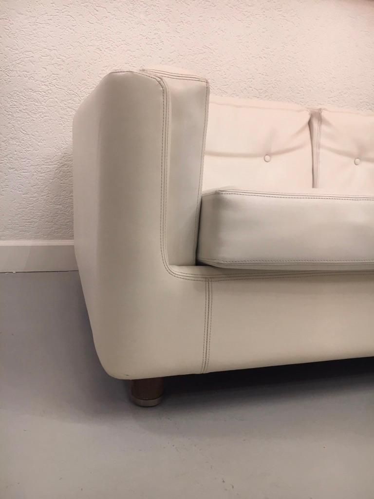 photo furniture 4 Seat White Faux Leather "Montenapo" Sofa By Zanotta, Italy, 1965