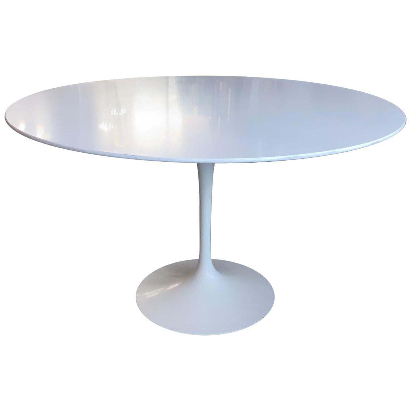 Eero Saarinen White Laminate Tulip Dining Table By Knoll Switzerland. Ca. 1970.