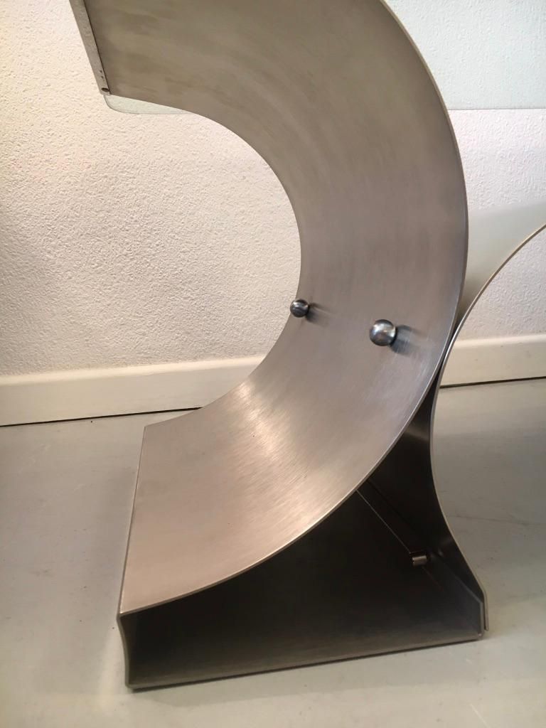 Stainless Steel Coffee Table By François Monnet Produced By Kappa, France 1970's photo 2808.0