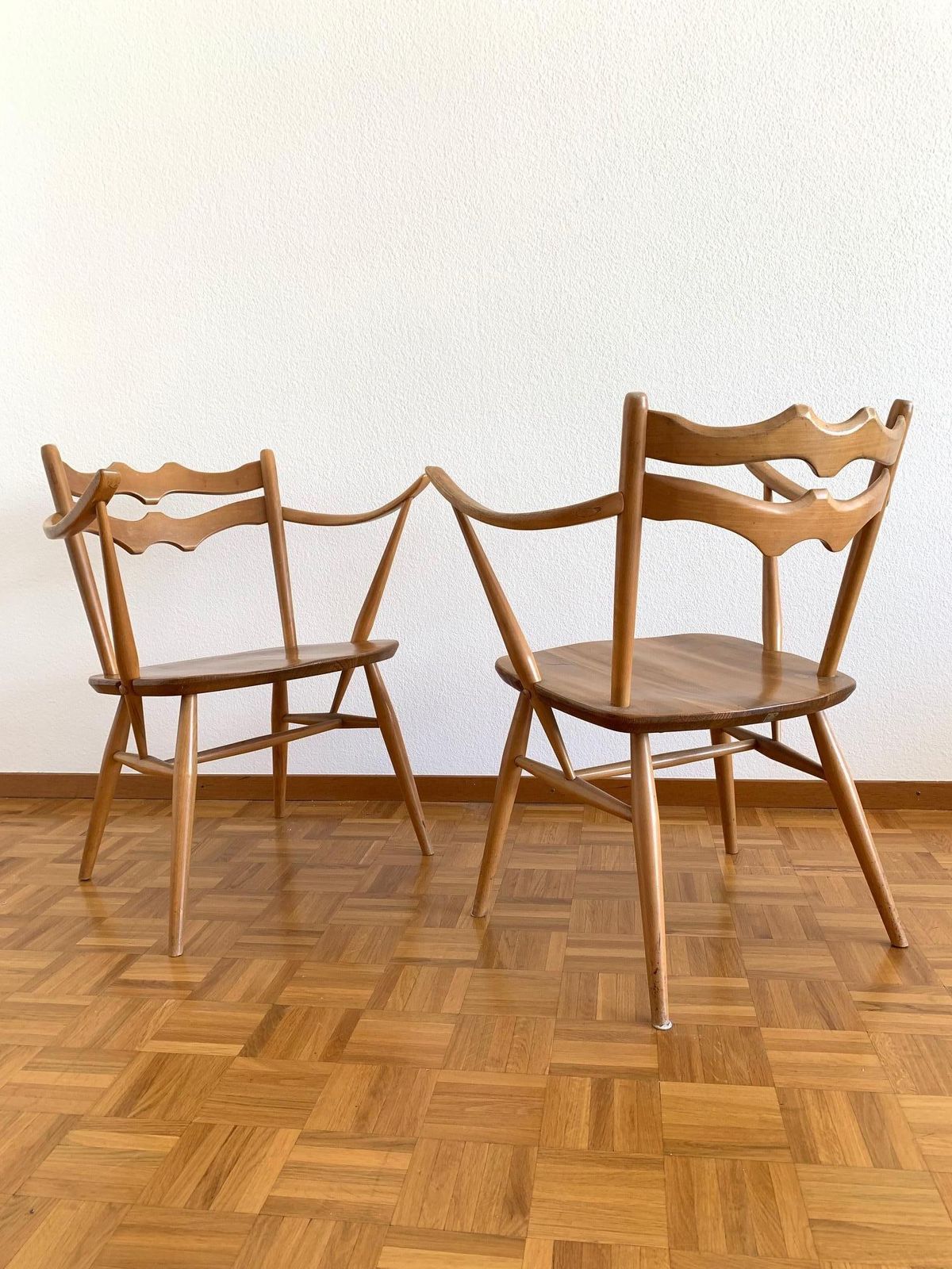 Elegant Pair Of Elm And Beech Easy Chairs By Ercol, Uk, 1950s. Model 493. photo 1035.0