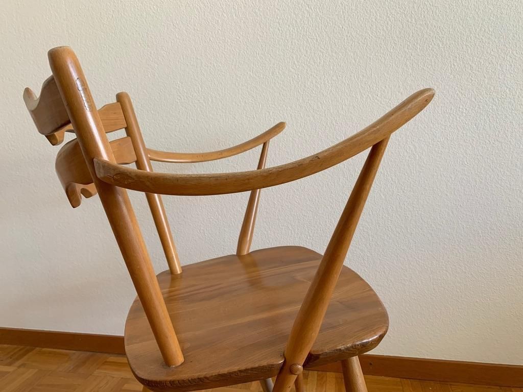photo for sale Elegant Pair Of Elm And Beech Easy Chairs By Ercol, Uk, 1950s. Model 493.