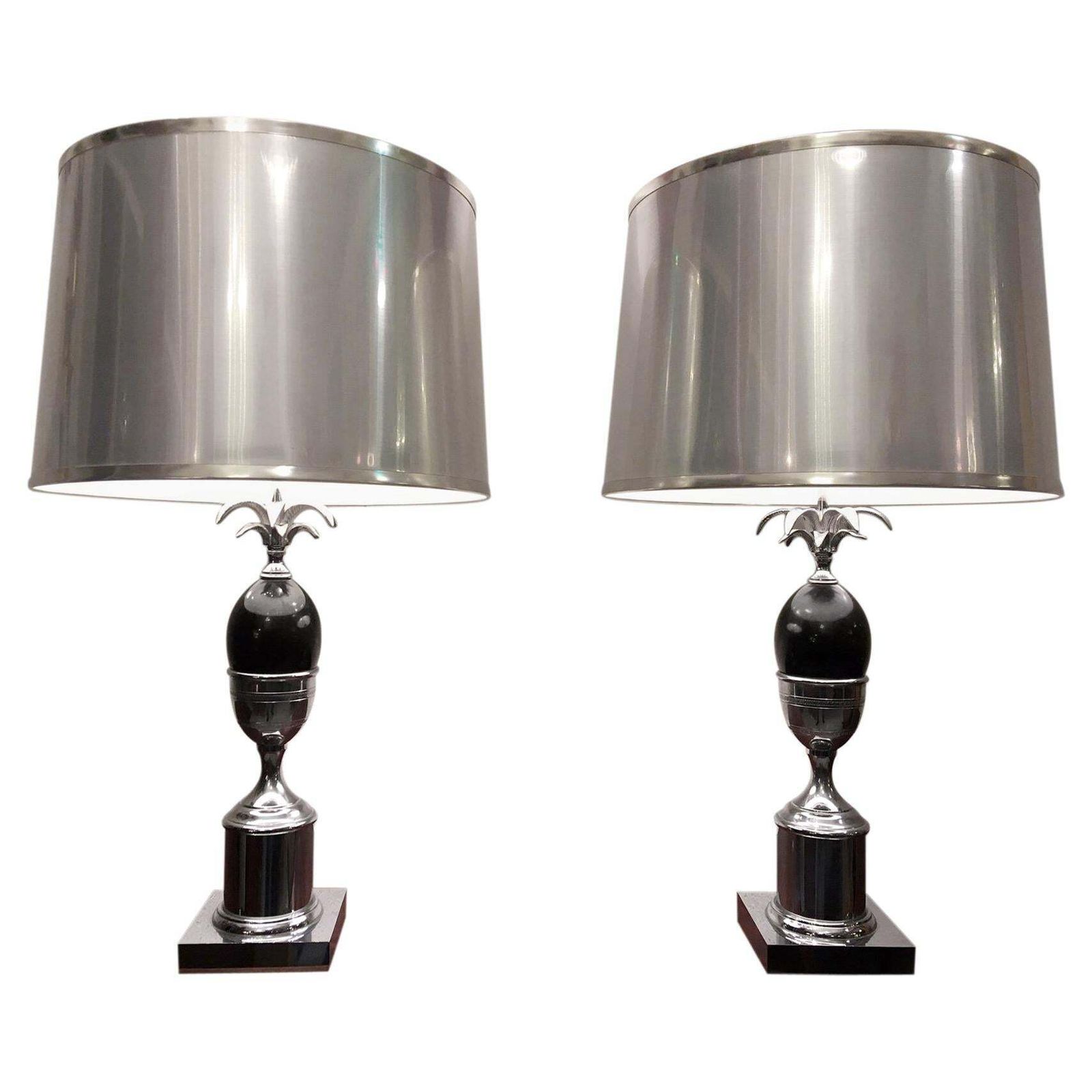 Pair Of Chrome And Acrylic Table Lamps Style Maison Charles