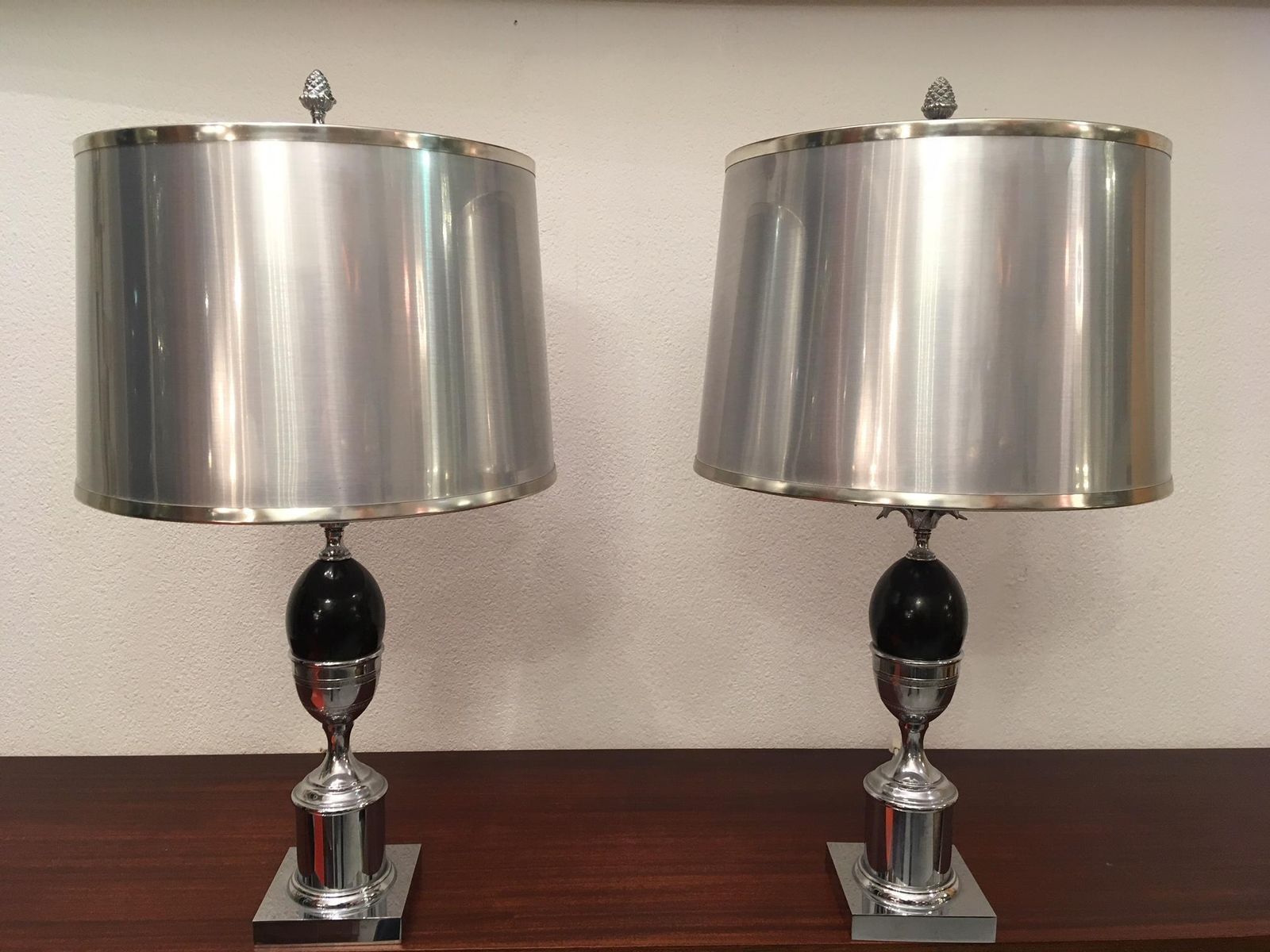 Pair Of Chrome And Acrylic Table Lamps Style Maison Charles photo Lighting