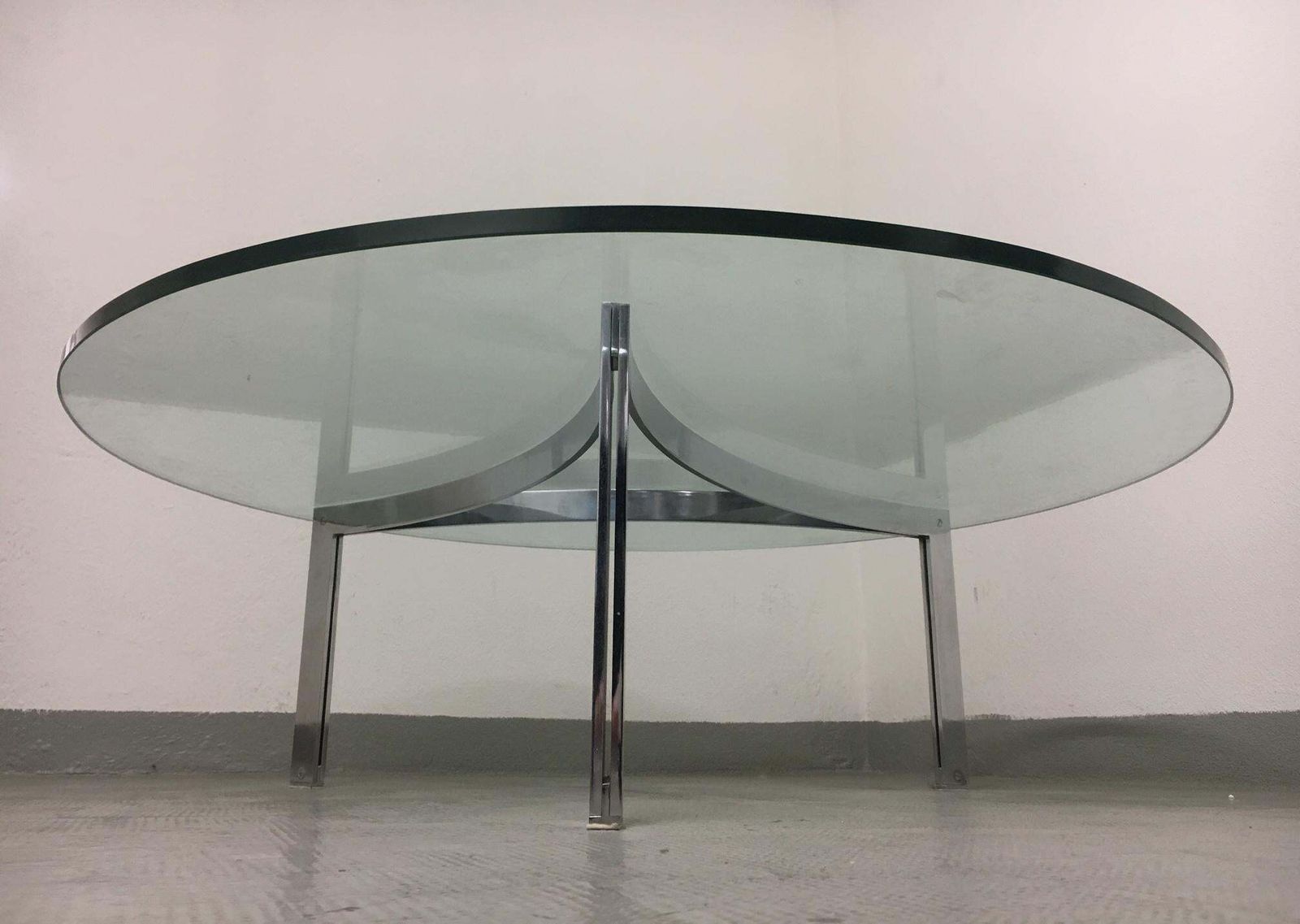 Chrome And Glass Coffee Table By Henri Ganz, Switzerland Ca. 1960s photo Furniture