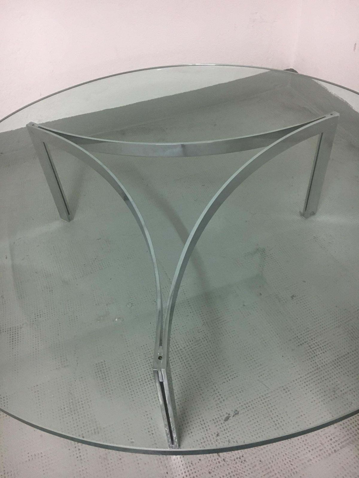 Chrome And Glass Coffee Table By Henri Ganz, Switzerland Ca. 1960s photo vinterior