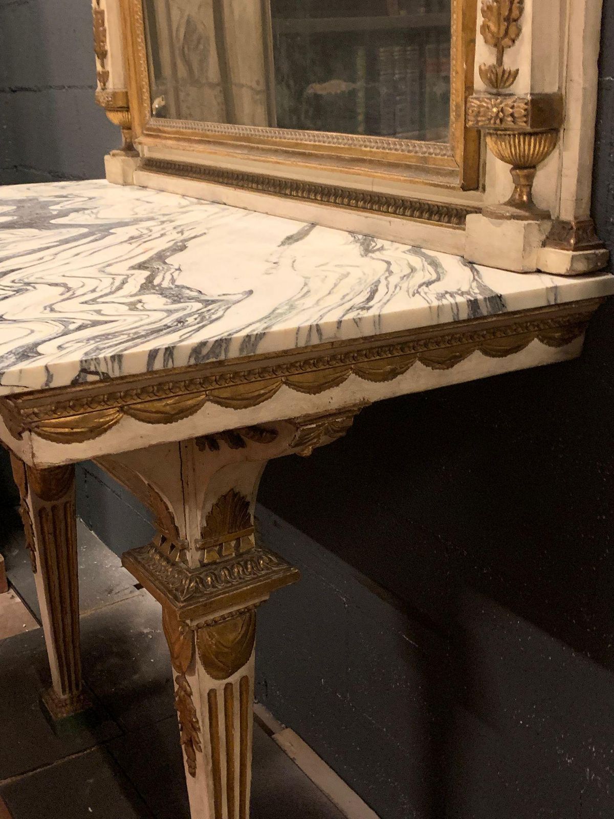 Console Table With Mirror In Neoclassical Style, Lacquered And Gilded, Italy photo Furniture