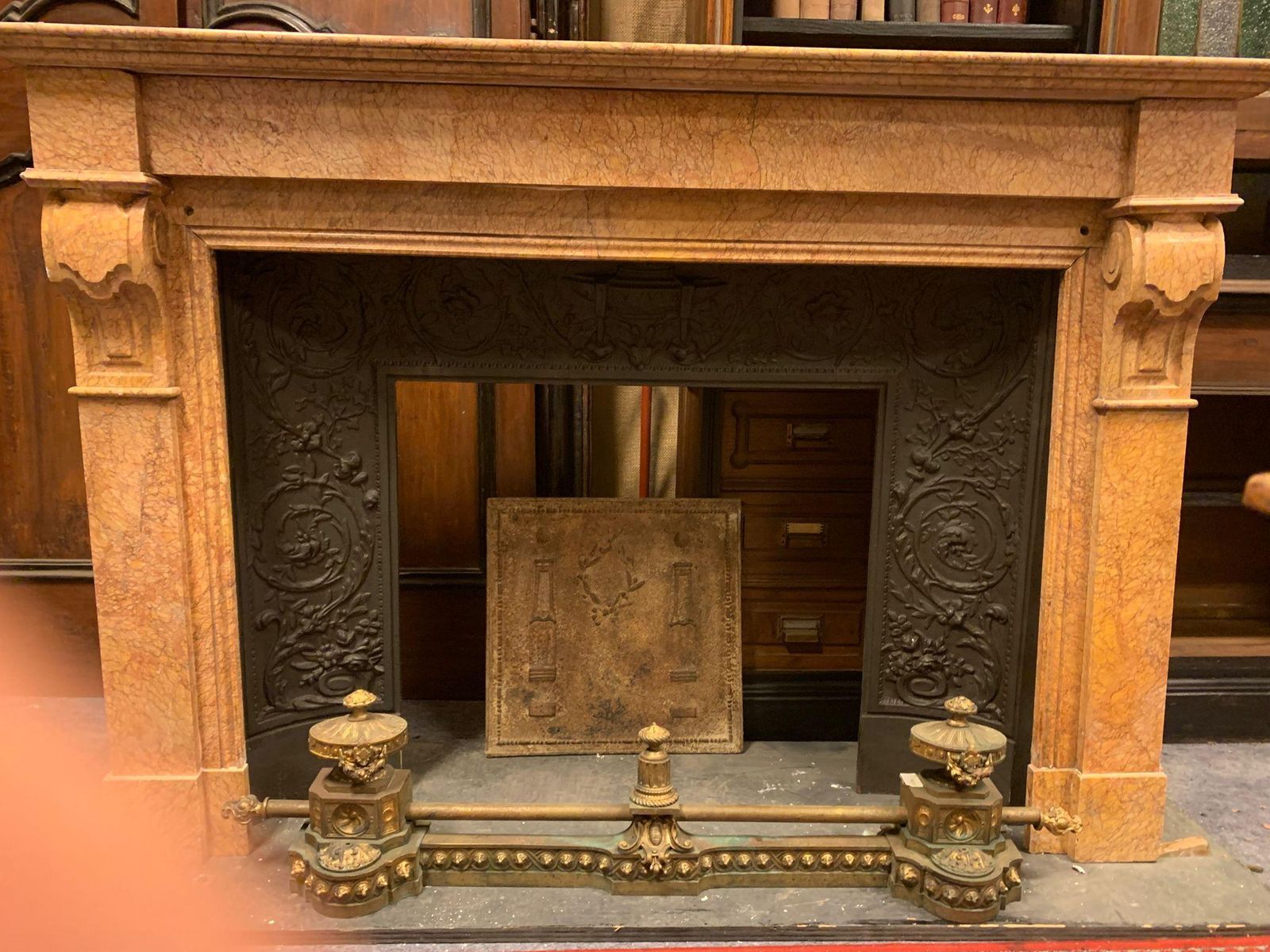 Classical Siena Yellow Marble Fireplace Mantle, Italy photo 3539.0