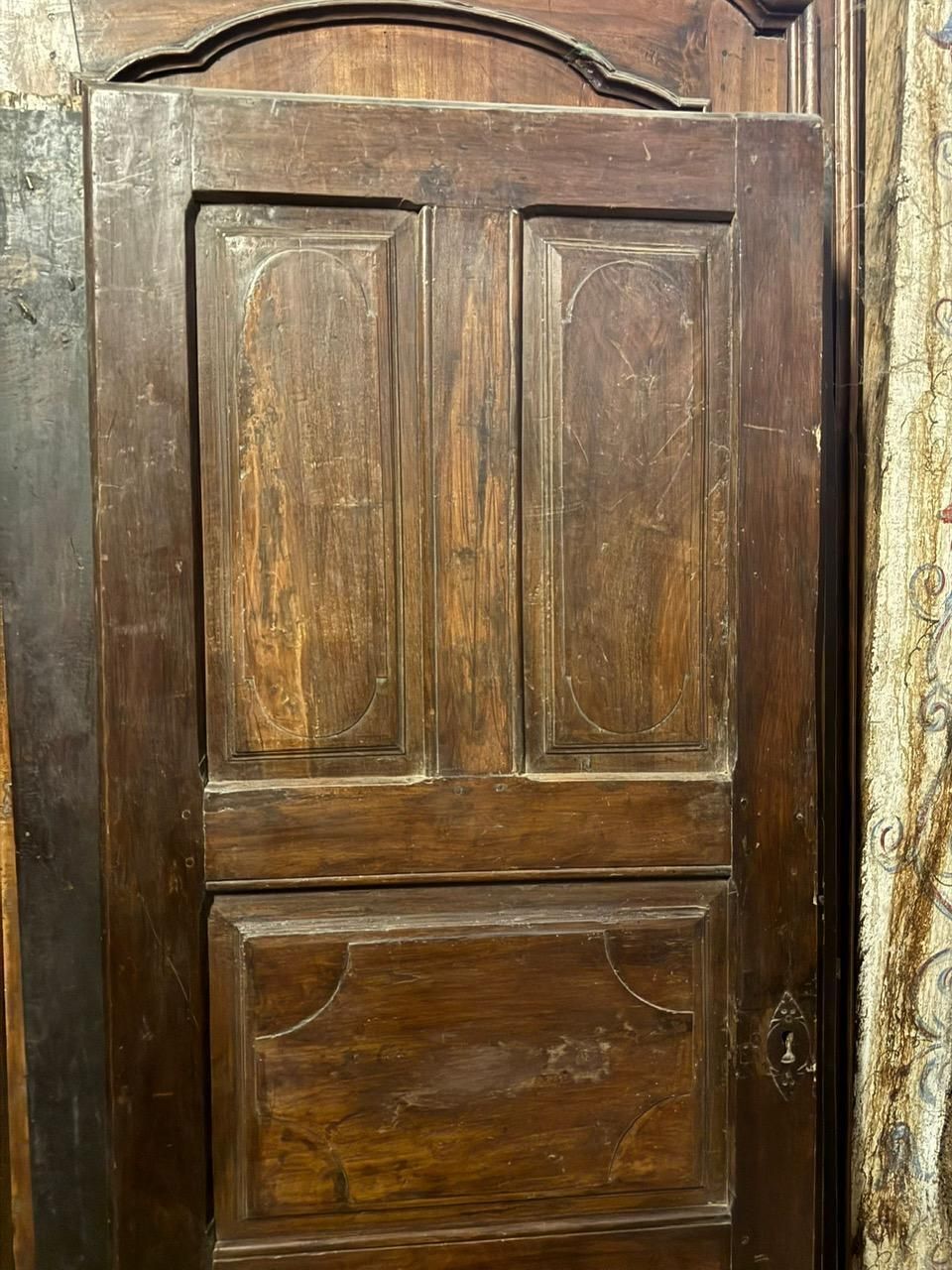 Interior Walnut Door With Carved Panels, Italy photo vinterior