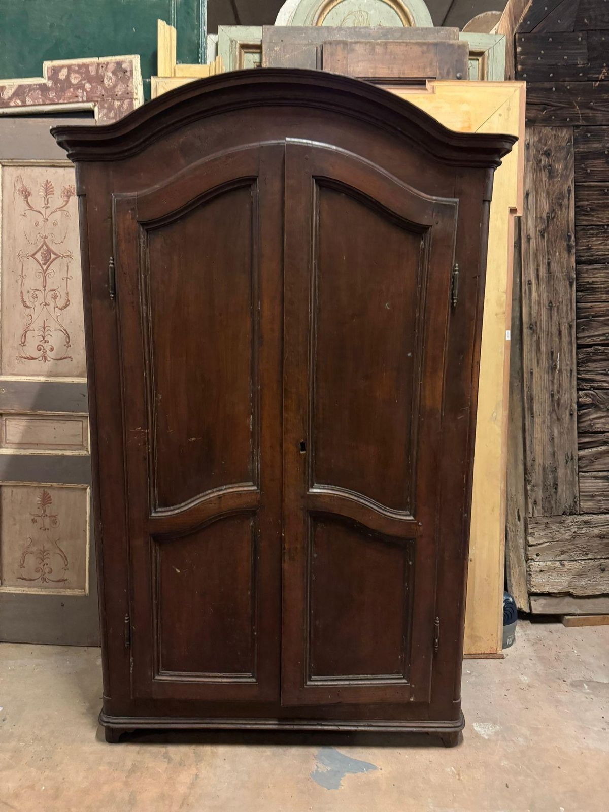 Solid Walnut Two Door Wardrobe With Curved Panel, Italy photo furniture