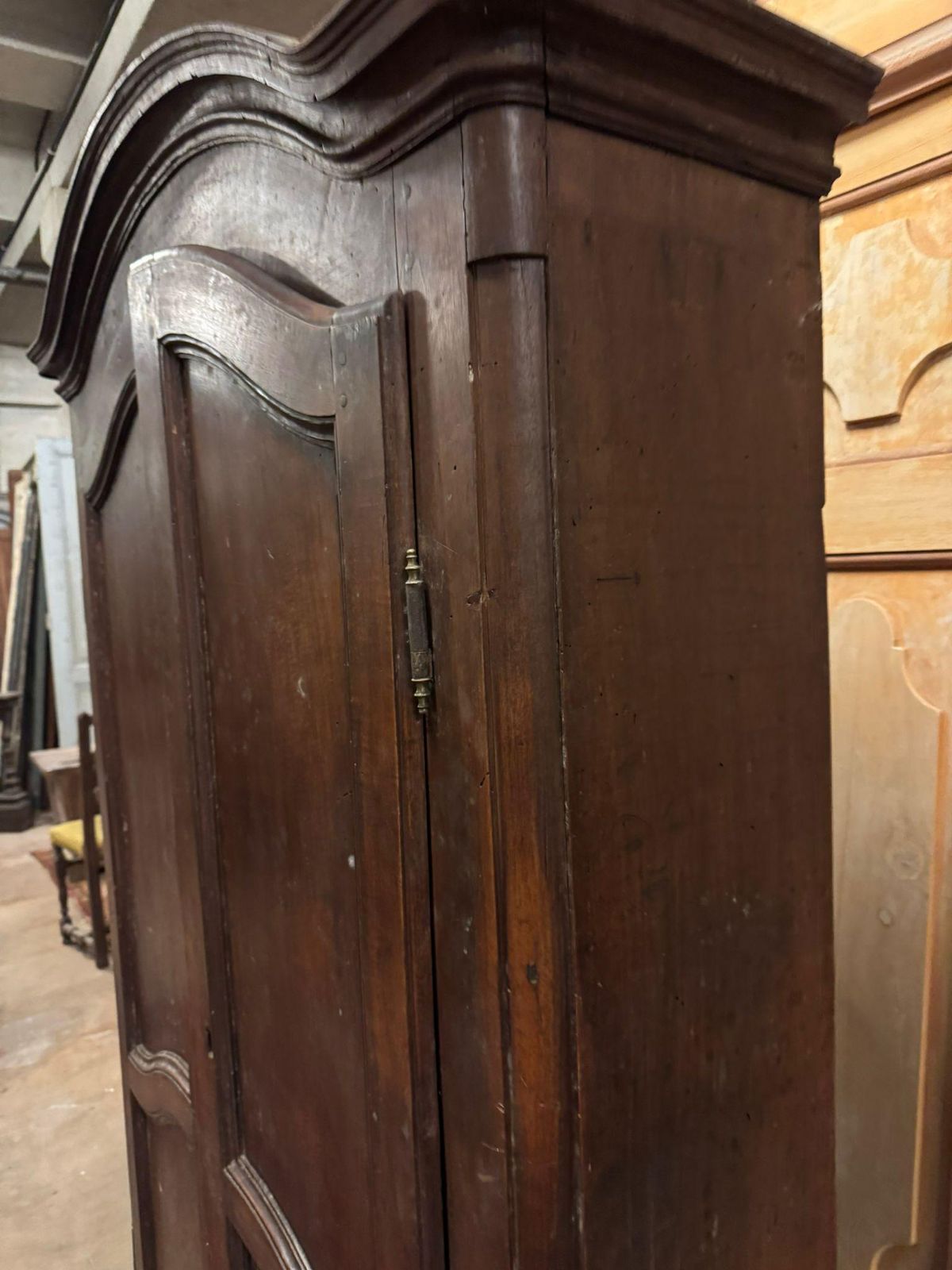 Solid Walnut Two Door Wardrobe With Curved Panel, Italy photo vinterior
