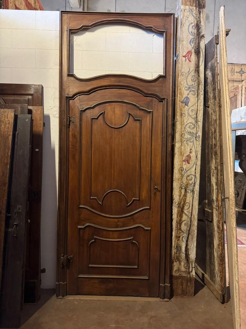 Carved Walnut Door With A Tall Frame And Space For An Overdoor, Italy photo furniture