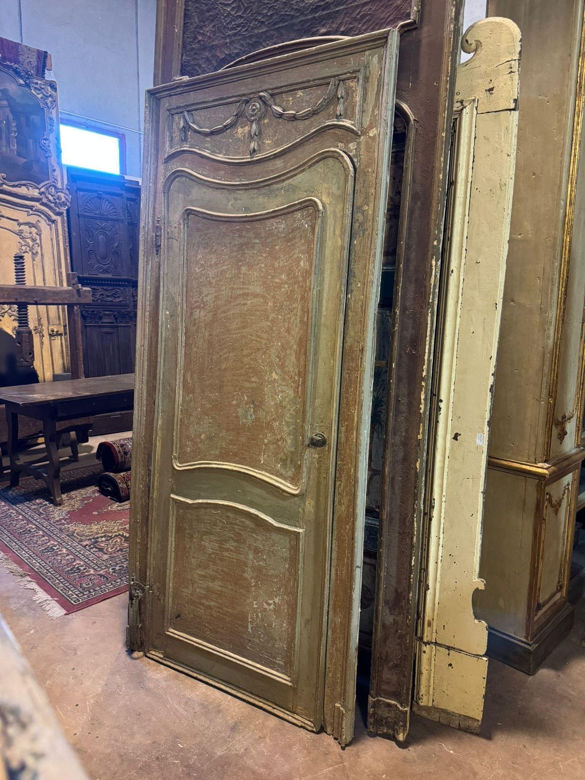 Single Leaf Wooden Door, Early Patina And Rough Finish, Italy photo furniture