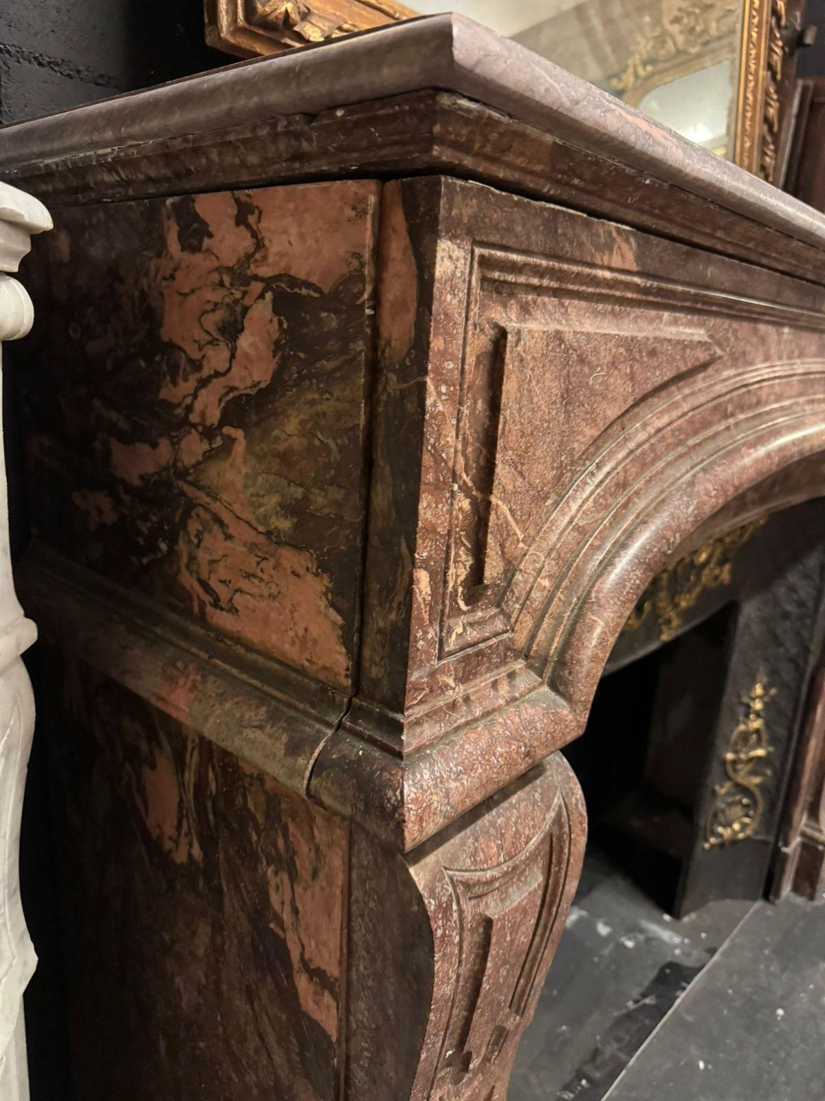 Mantle Fireplace In Rosso Lepanto Marble, Italy photo Home Fixtures