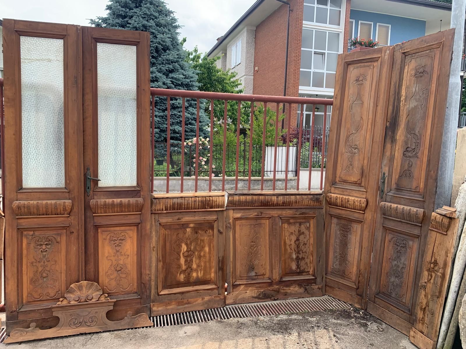 Furniture Liberty Boiserie In Walnut With Carved Panels And Three Double Doors (One Glass) photo