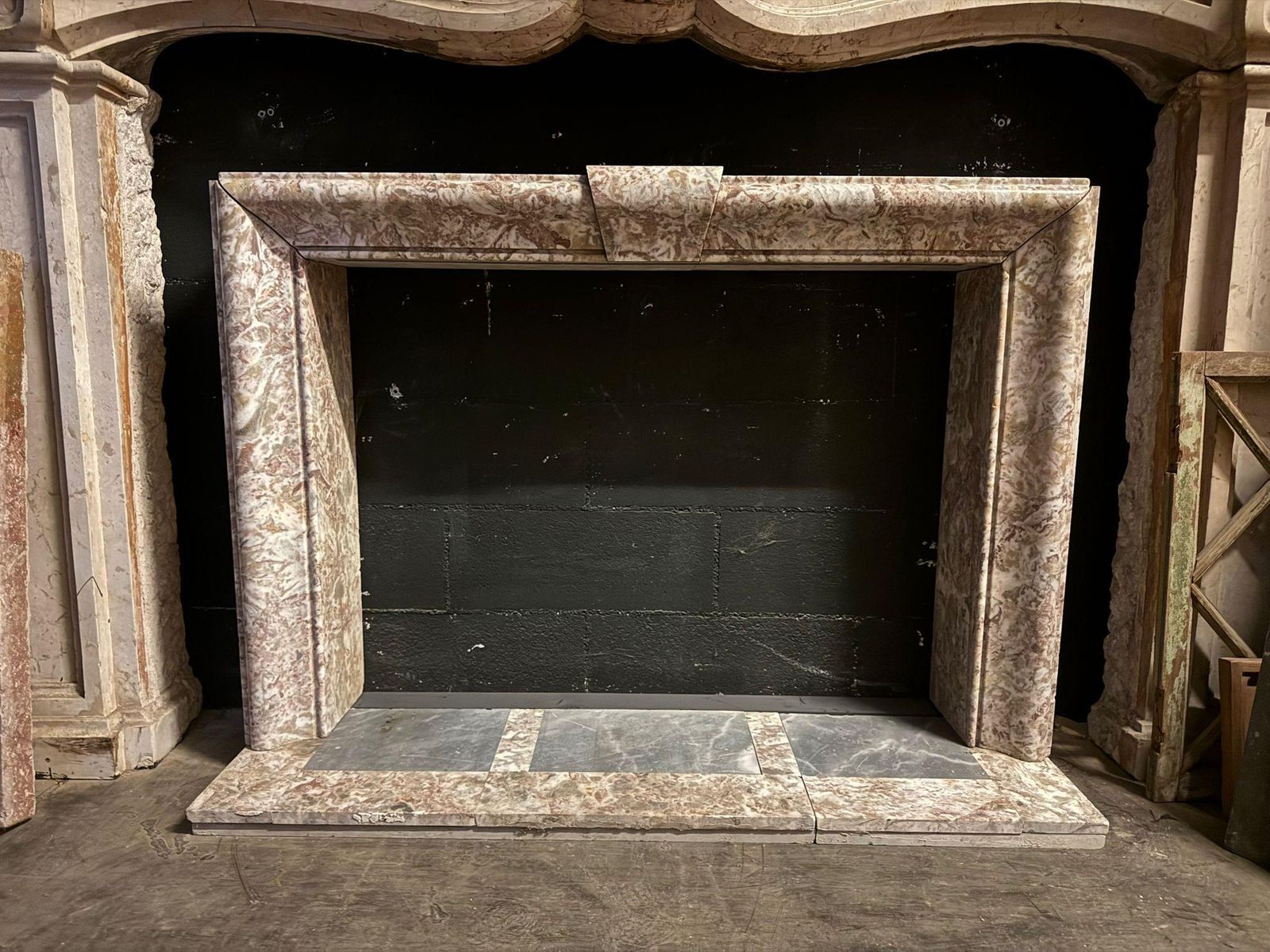 Home Fixtures Art Deco Mantle Fireplace In Peach Blossom Marble, Italy photo