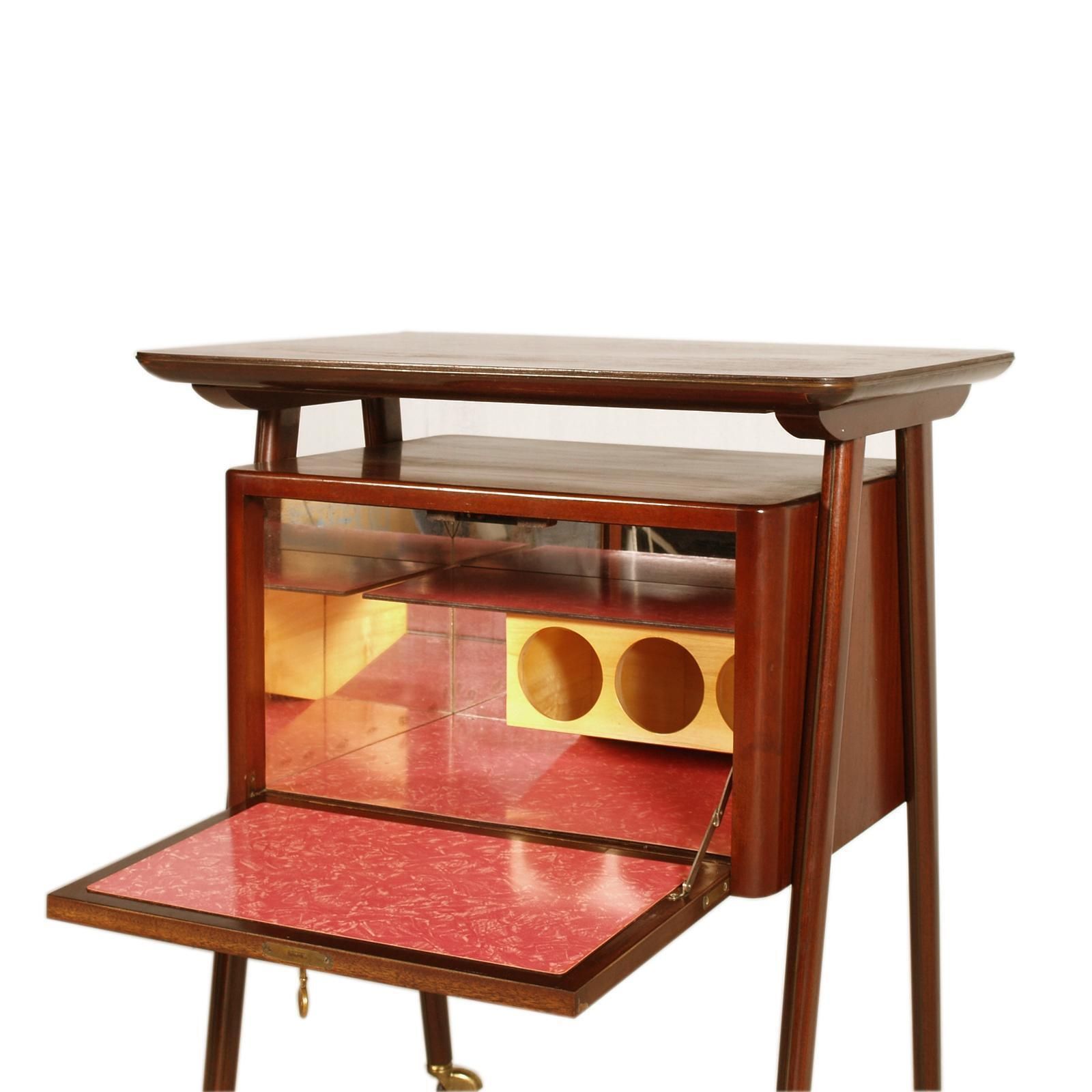 Mid Century Bar Cart By Mim Rome Attributed Ico Parisi In Teak photo Furniture