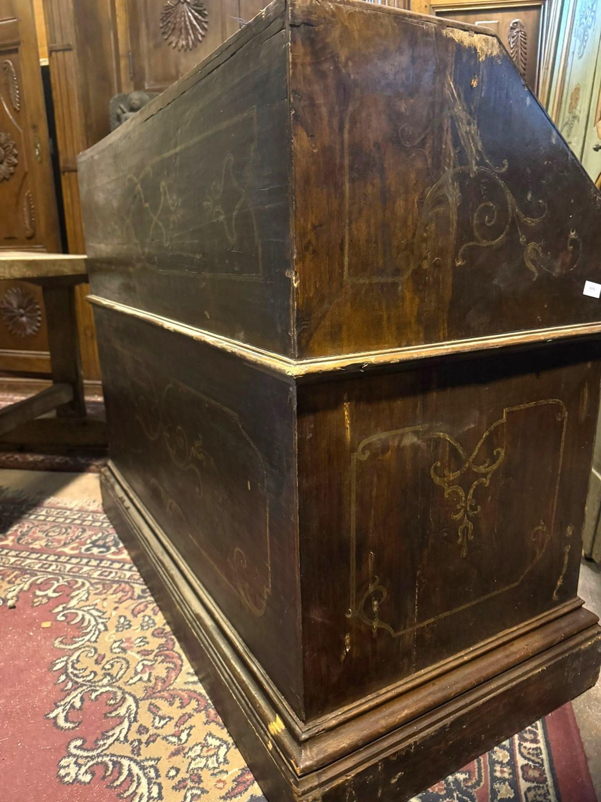 photo for sale Walnut Reception Desk With Rich Decorations On The Sides And Back, Italy