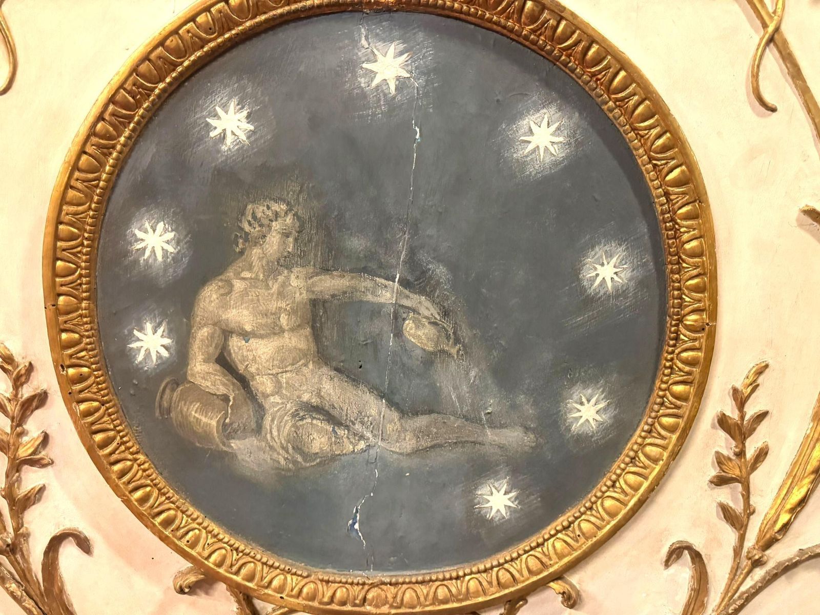 Wood And Plaster Panel, Lacquered Floral And Leafy Decorations, Italy photo vinterior