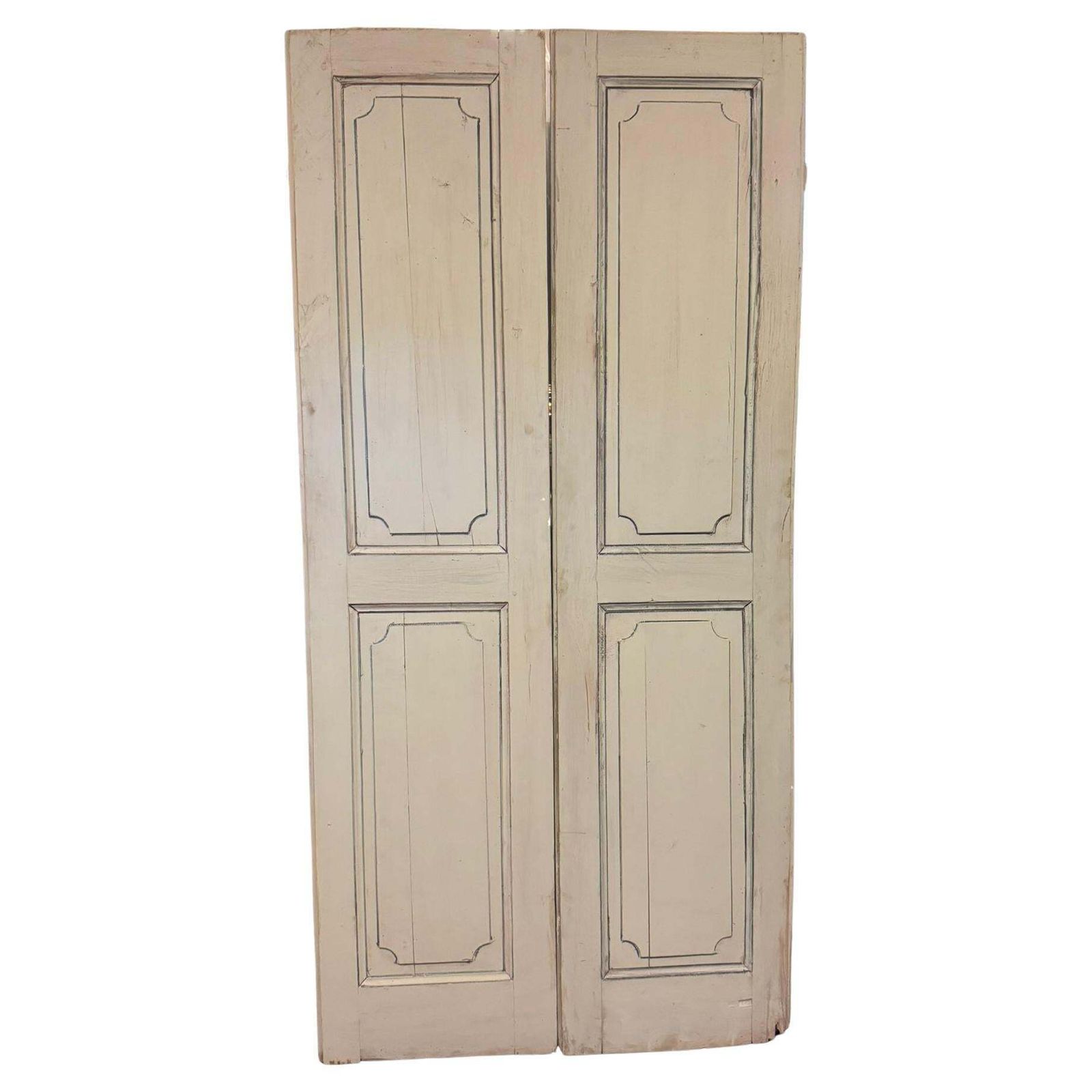 Double Door In Lacquered Wood, Light Blue And Grey Dust, Italy