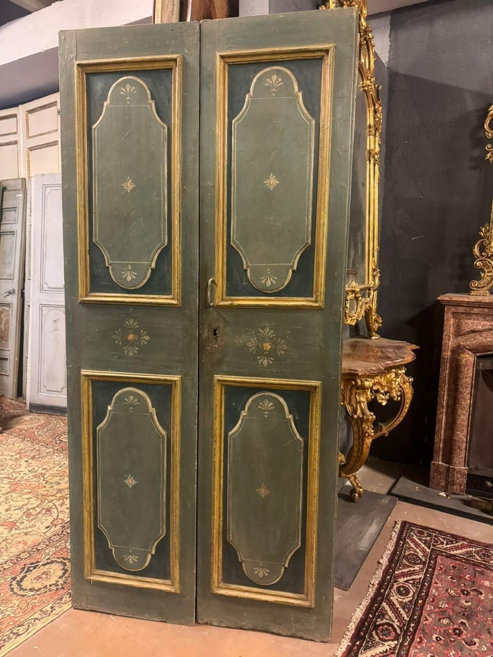 Lacquered And Painted Wooden Double Leaf Door, Italy photo vinterior