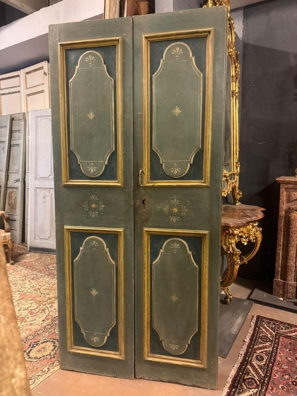 Lacquered And Painted Wooden Double Leaf Door, Italy photo buy