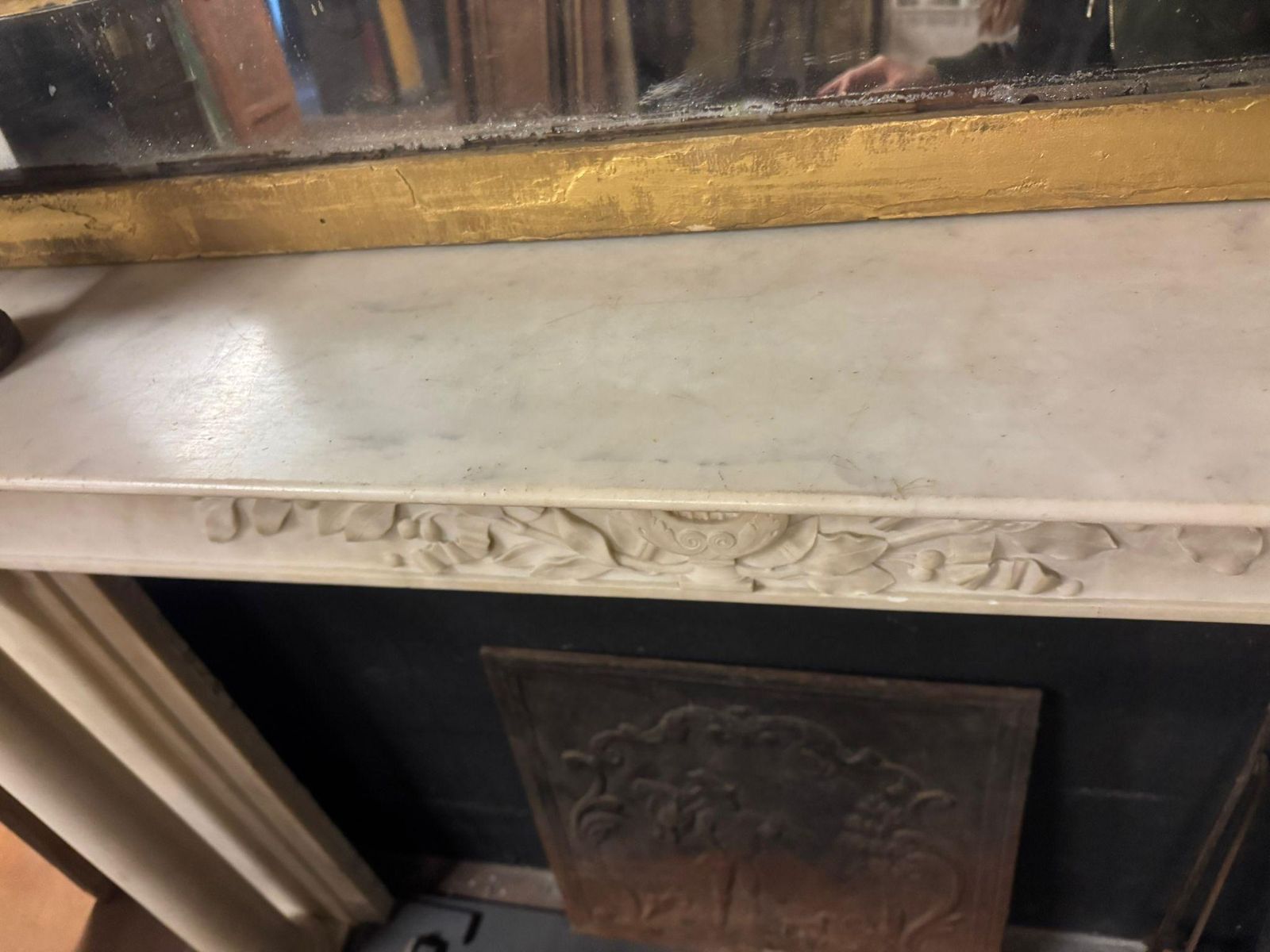 Empire Mantle Fireplace Carved In White Carrara Marble, France photo Home Fixtures